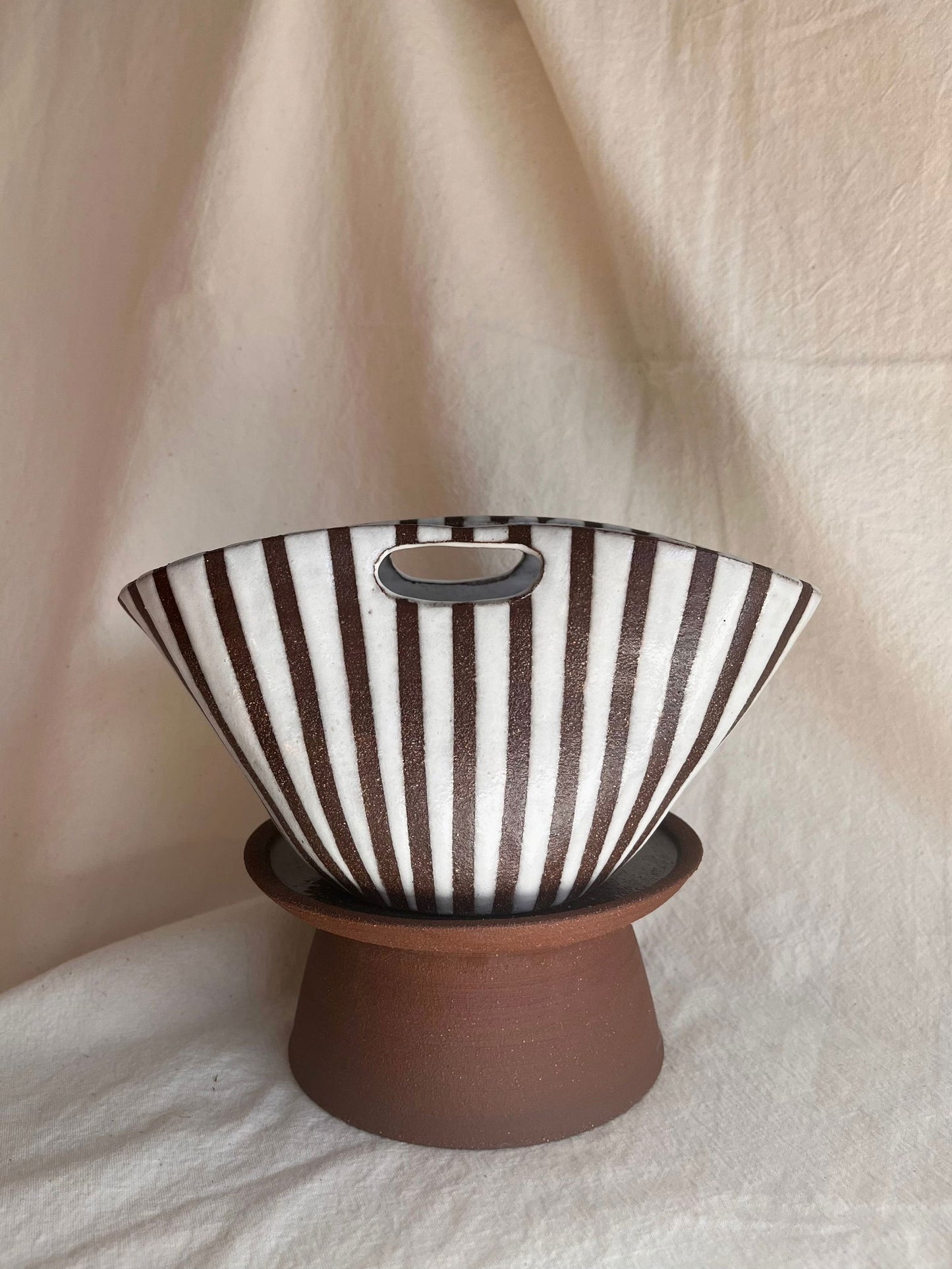 3 chocolate striped purse planter set - Mipa's pots and plants