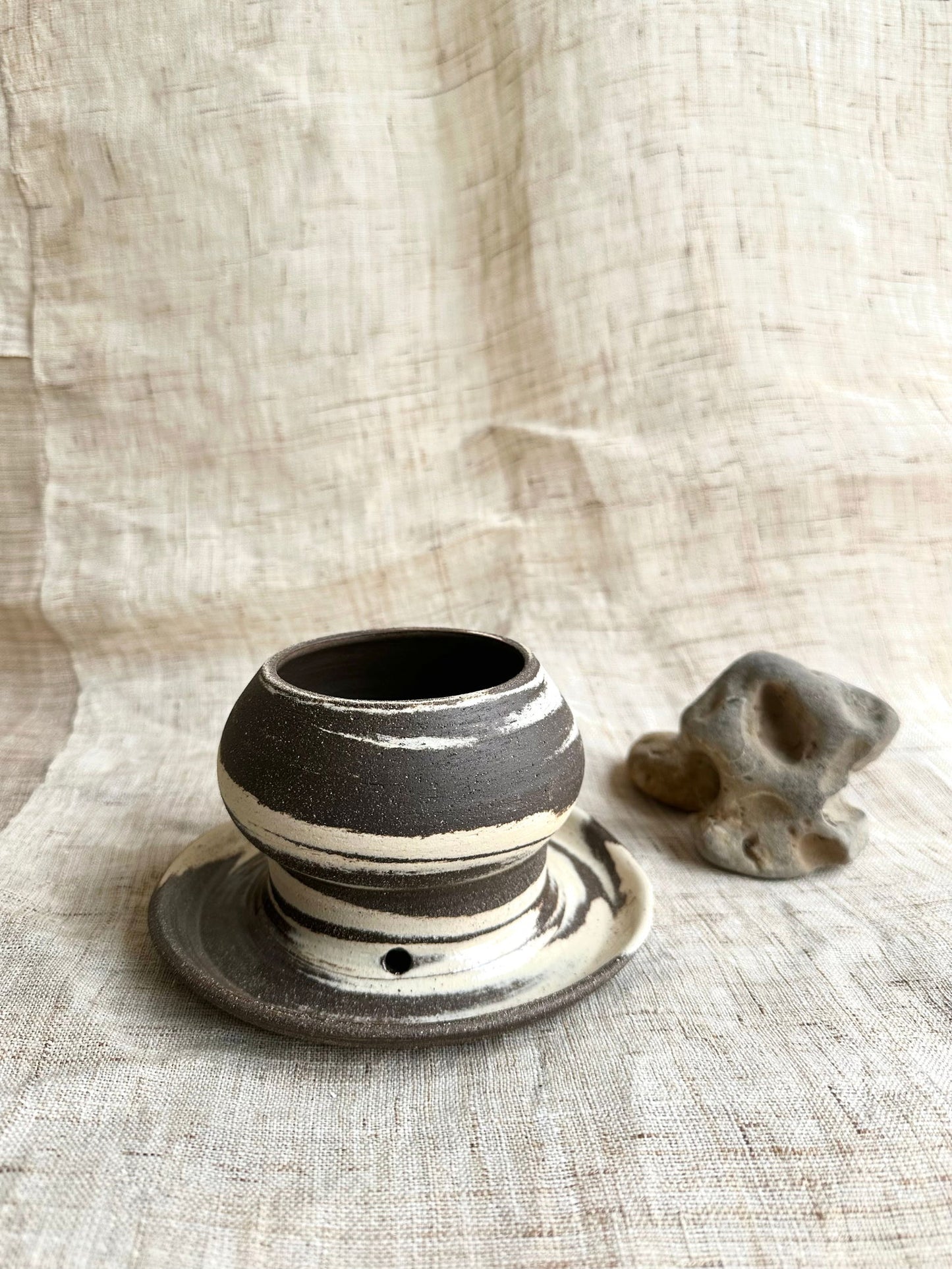 42 inkwash mushroom planter with saucer - Mipa's pots and plants