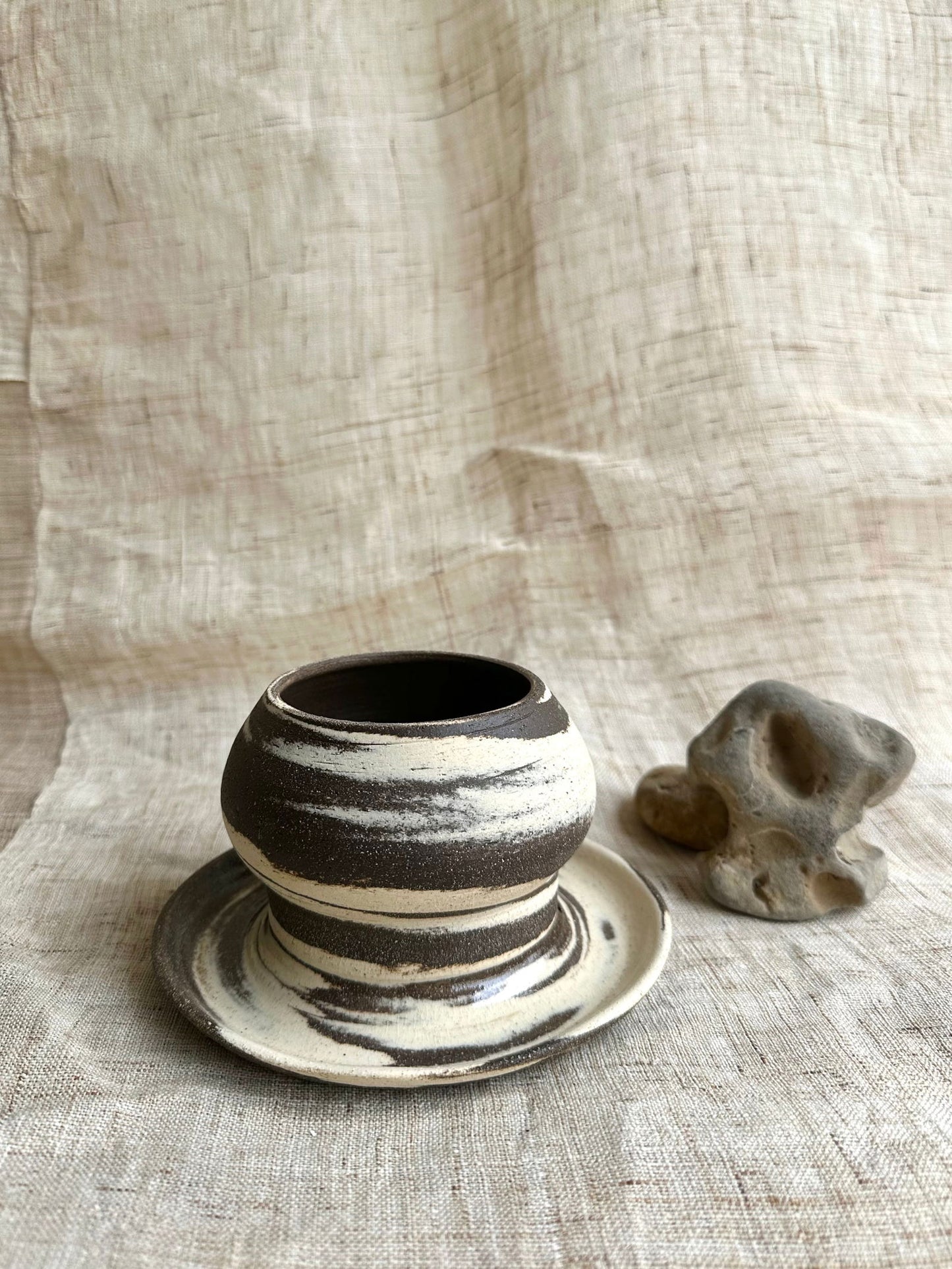 42 inkwash mushroom planter with saucer - Mipa's pots and plants