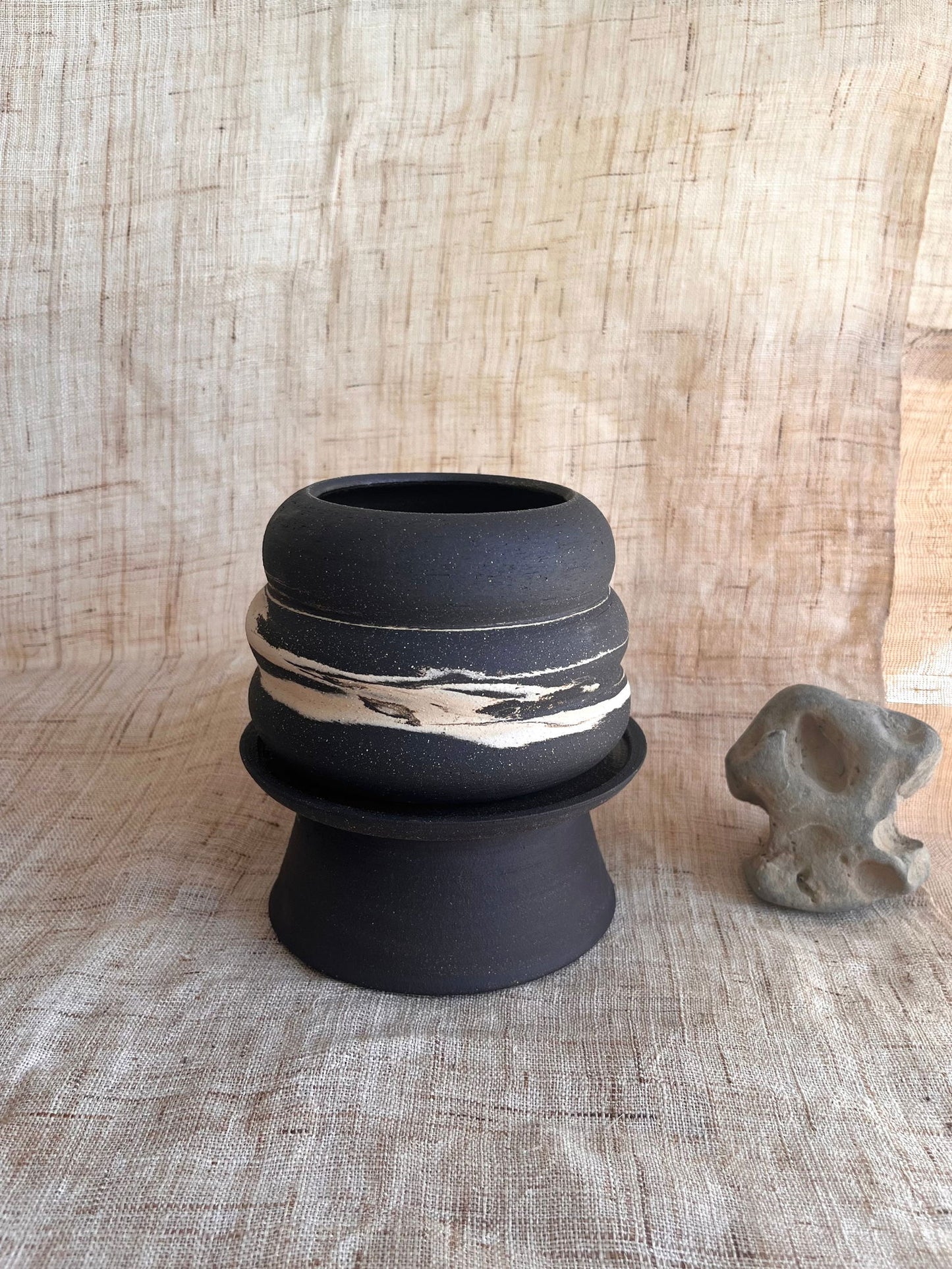 59 ink wash pedestal saucer set - Mipa's pots and plants