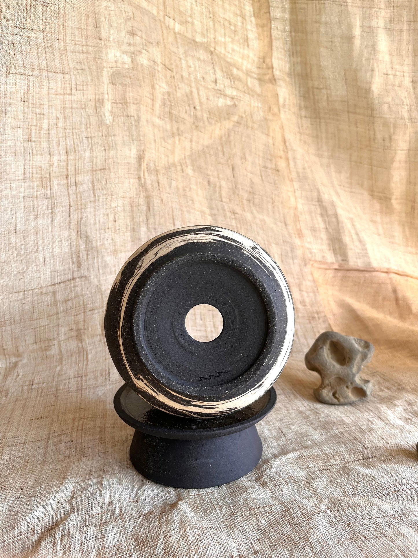 7 ink wash pedestal saucer set - Mipa's pots and plants