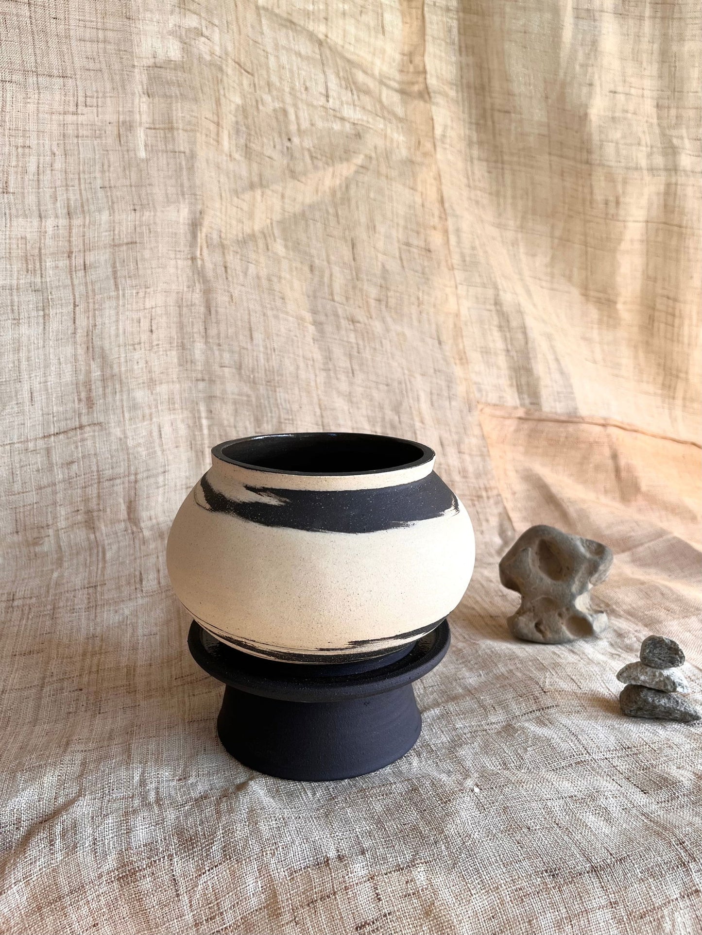 8 ink wash pedestal saucer set - Mipa's pots and plants
