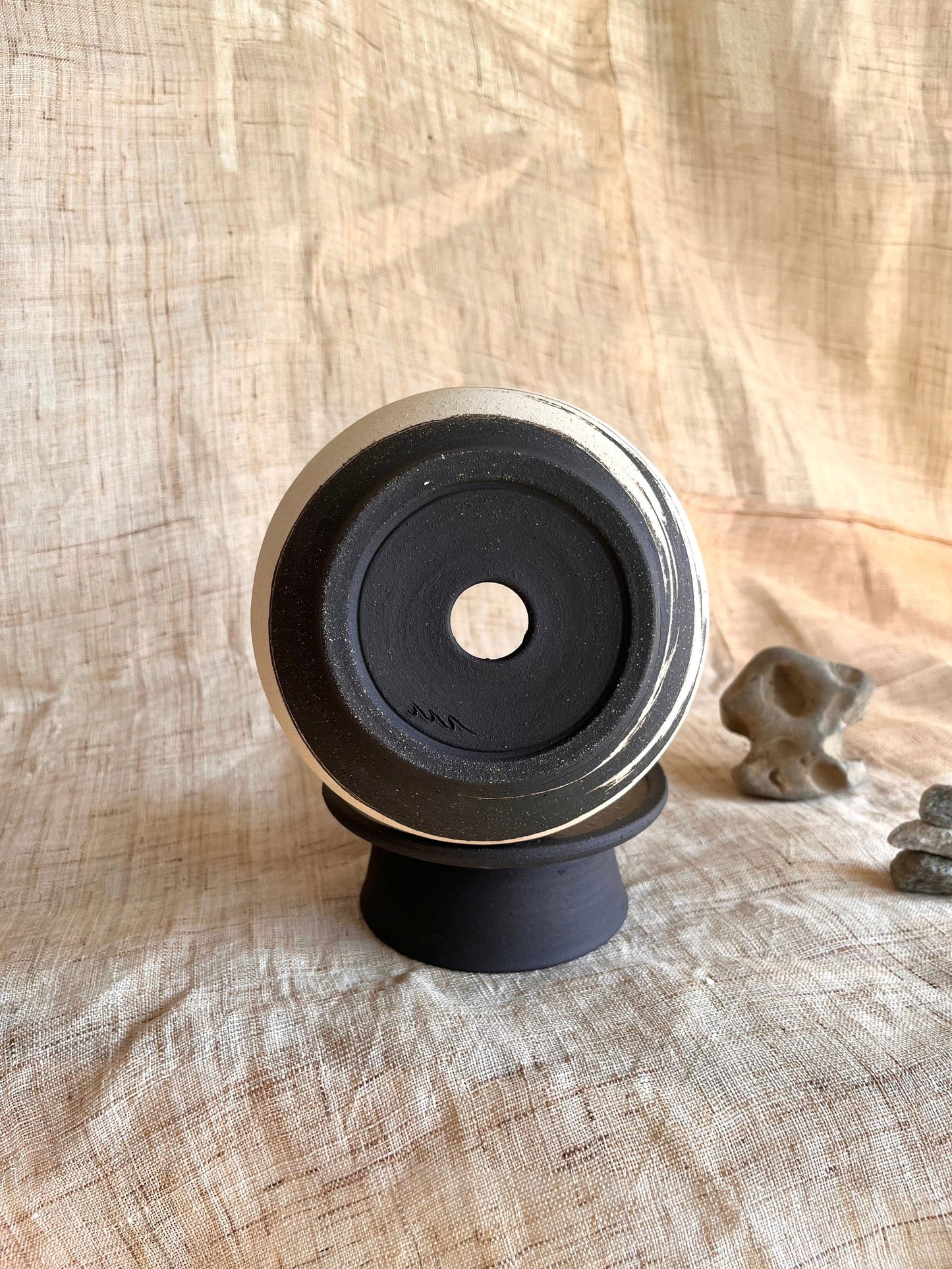 8 ink wash pedestal saucer set - Mipa's pots and plants