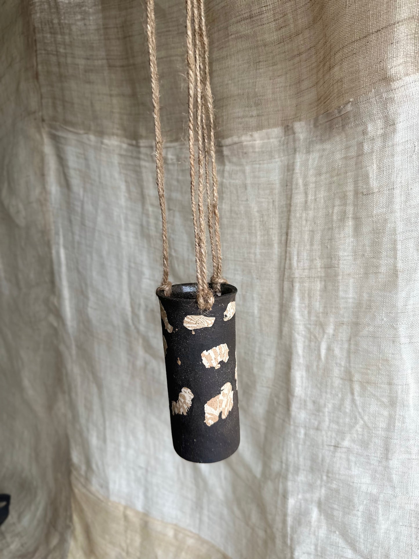 79 black inlay skinny hanging planter
