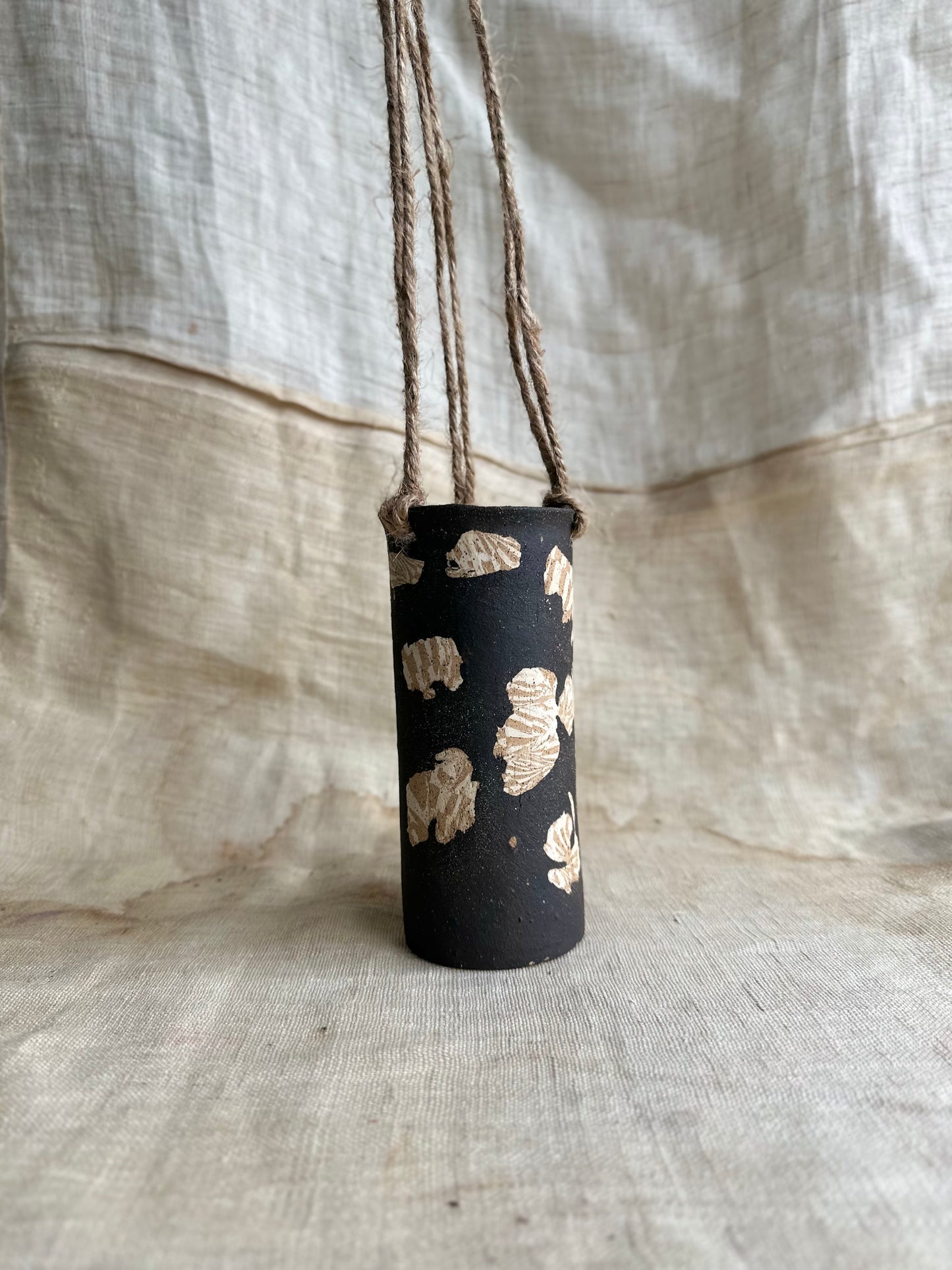 79 black inlay skinny hanging planter