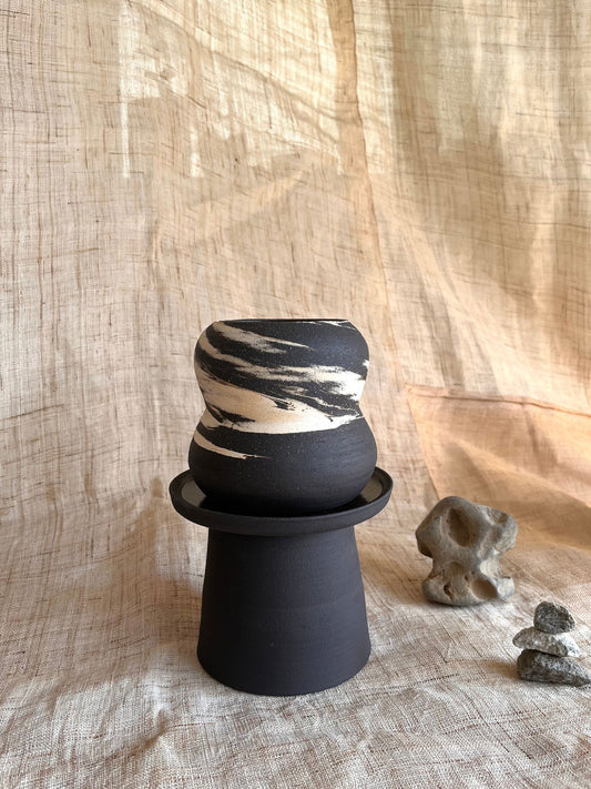 10 ink wash pedestal saucer set - Mipa's pots and plants