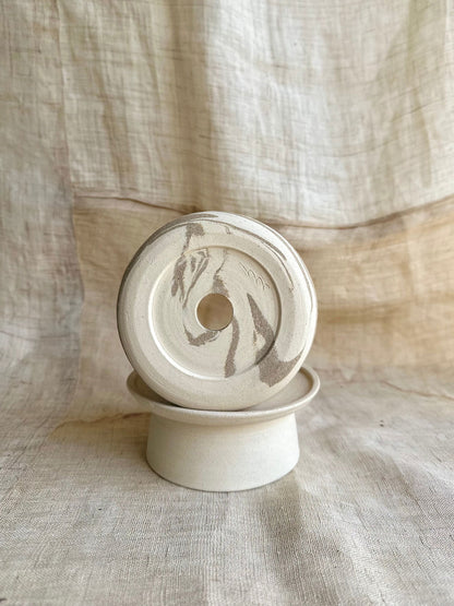 2 mud swirl pedestal saucer set - Mipa's pots and plants