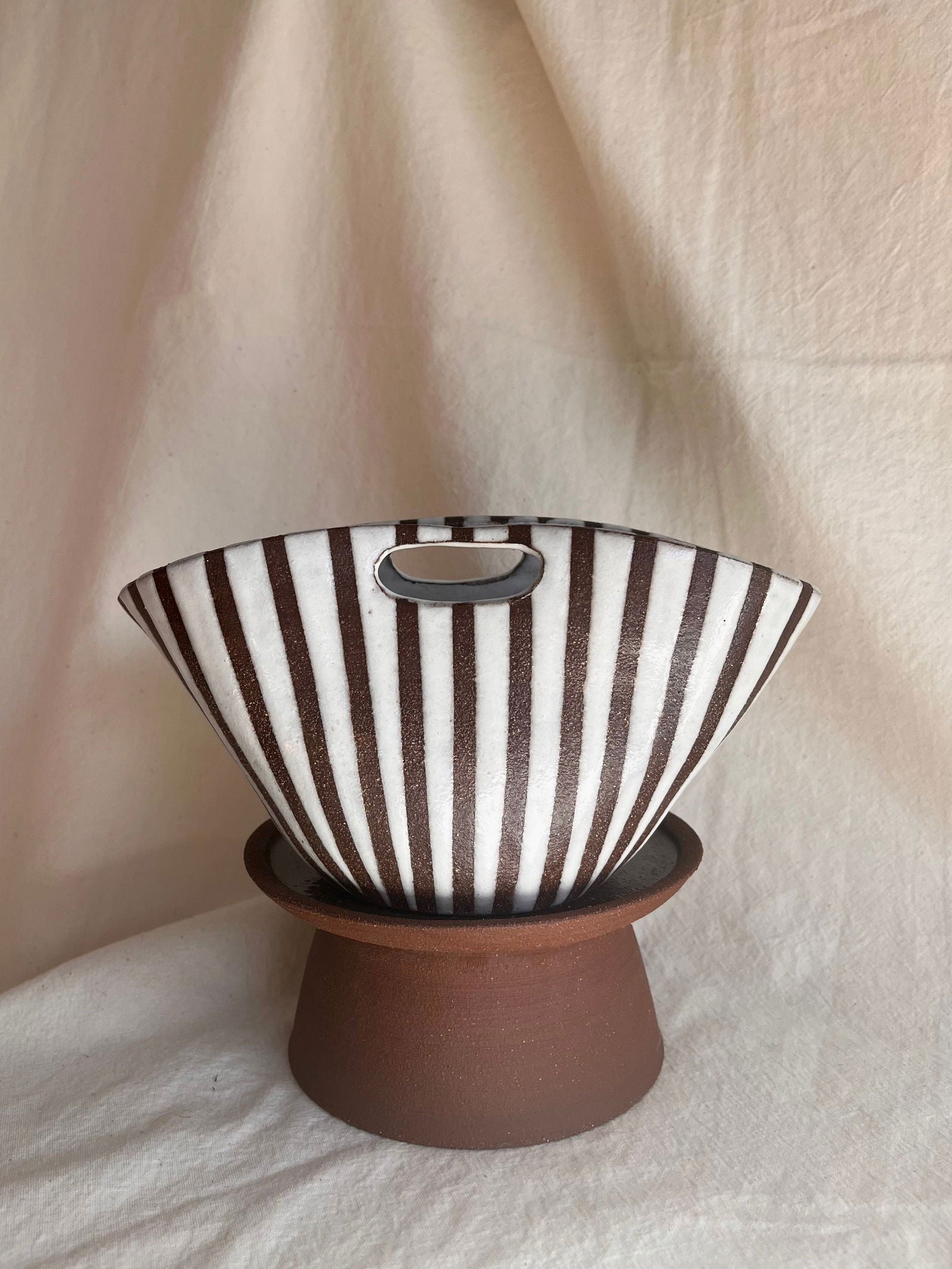 3 chocolate striped purse planter set - Mipa's pots and plants