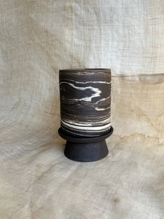 3 inkwash pedestal saucer set - Mipa's pots and plants
