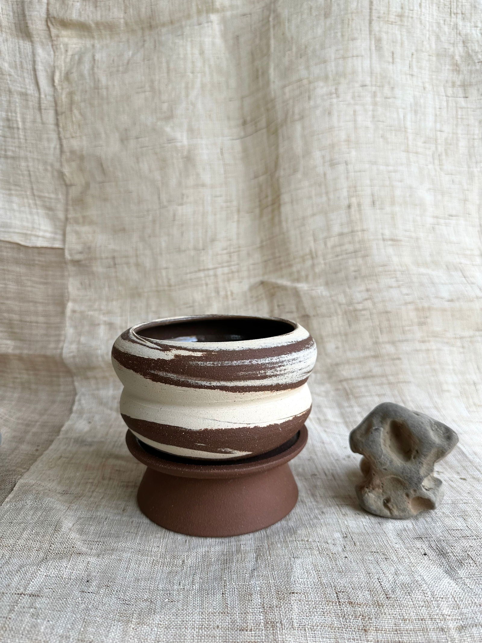 53 chocolate swirl pedestal saucer set - Mipa's pots and plants