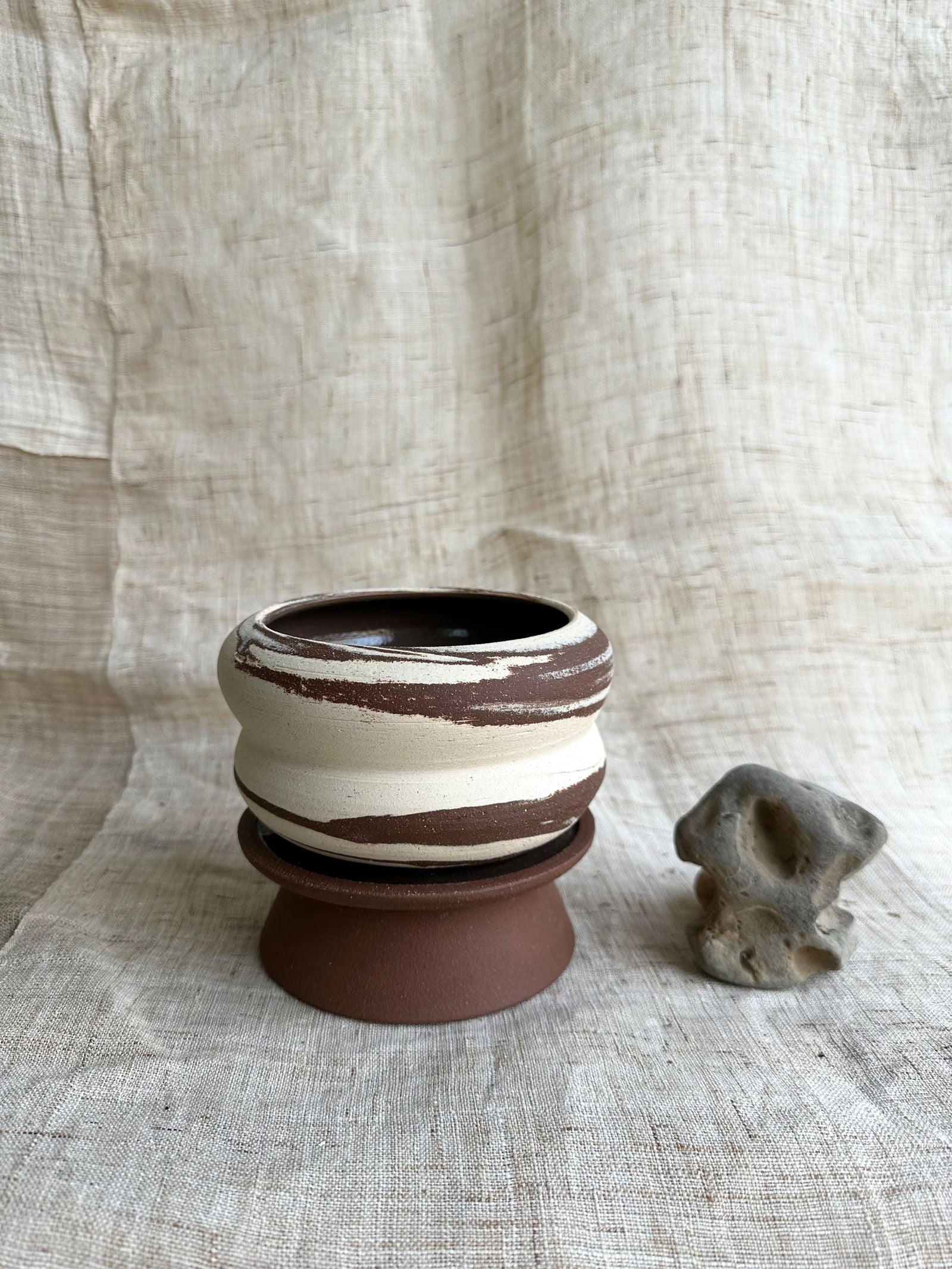53 chocolate swirl pedestal saucer set - Mipa's pots and plants