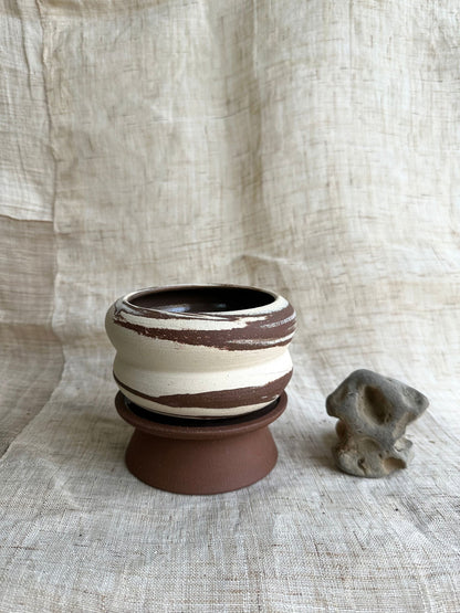 53 chocolate swirl pedestal saucer set - Mipa's pots and plants