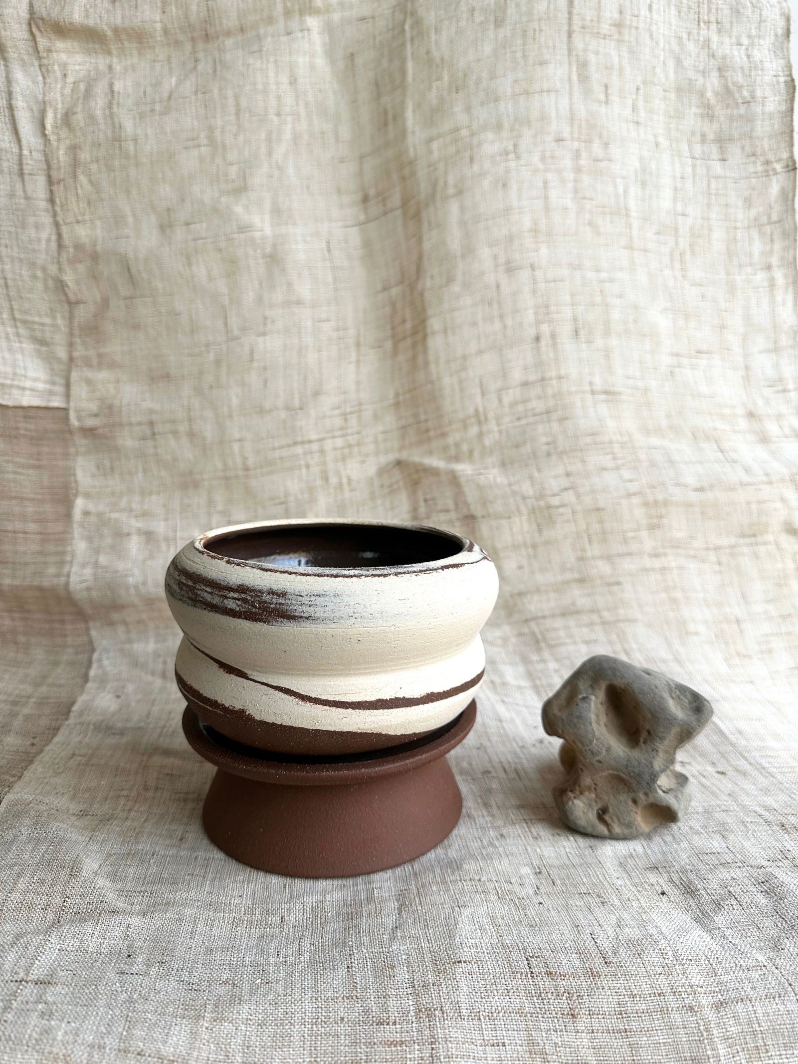 53 chocolate swirl pedestal saucer set - Mipa's pots and plants