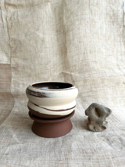 53 chocolate swirl pedestal saucer set - Mipa's pots and plants