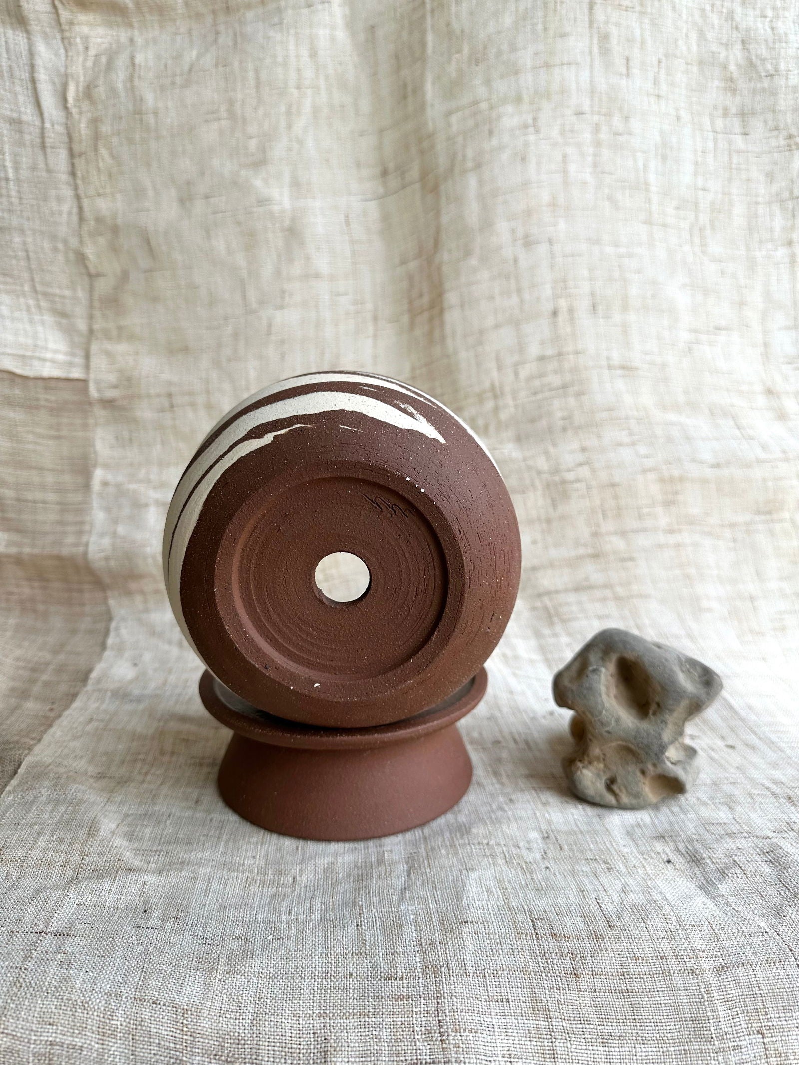 53 chocolate swirl pedestal saucer set - Mipa's pots and plants