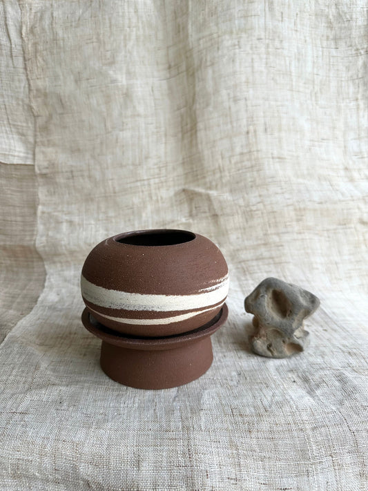 54 chocolate swirl pedestal saucer set - Mipa's pots and plants