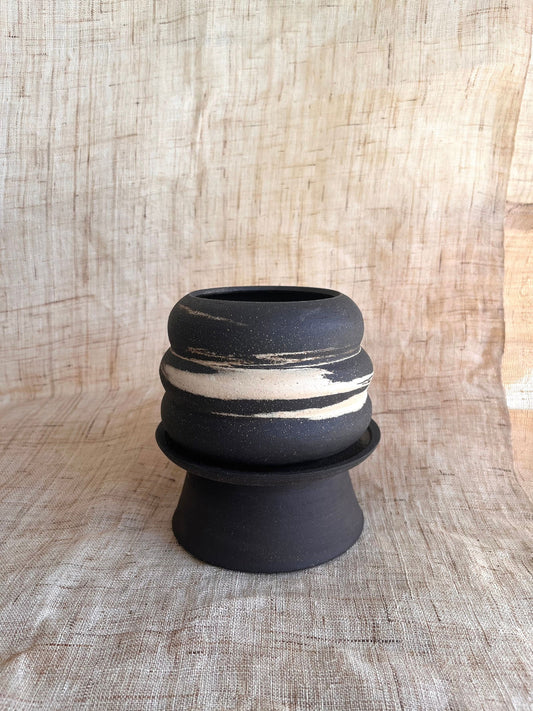 59 ink wash pedestal saucer set - Mipa's pots and plants