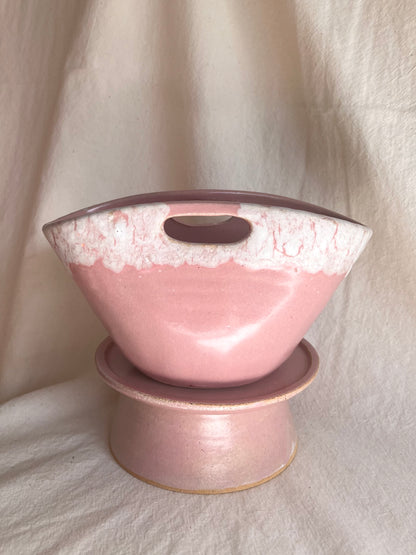 2 pink striped purse planter set