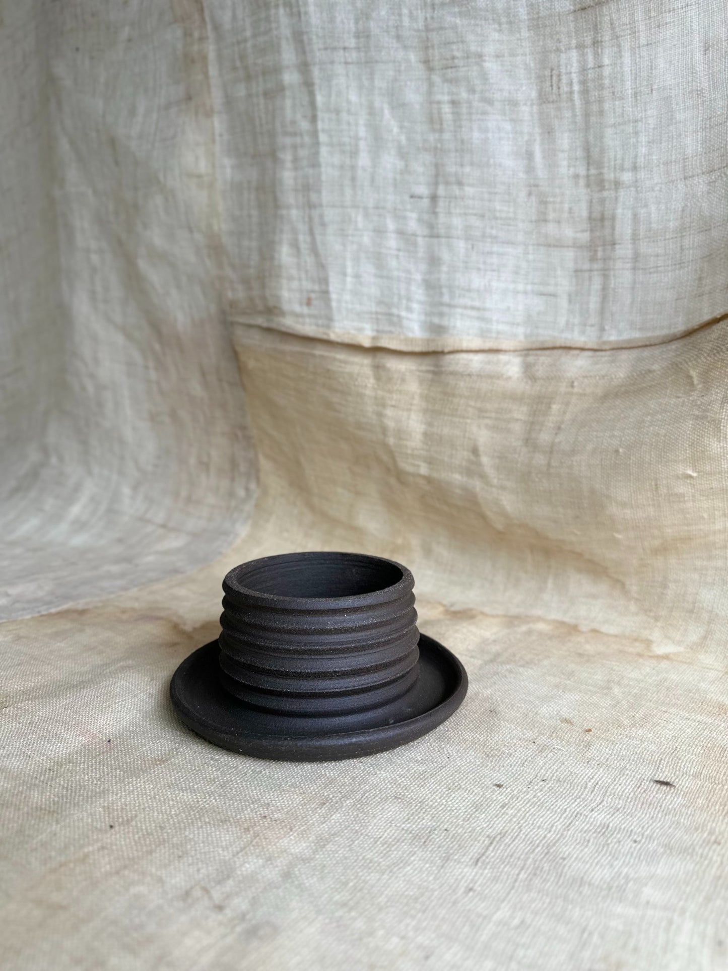 37 unglazed black mini pagoda planter