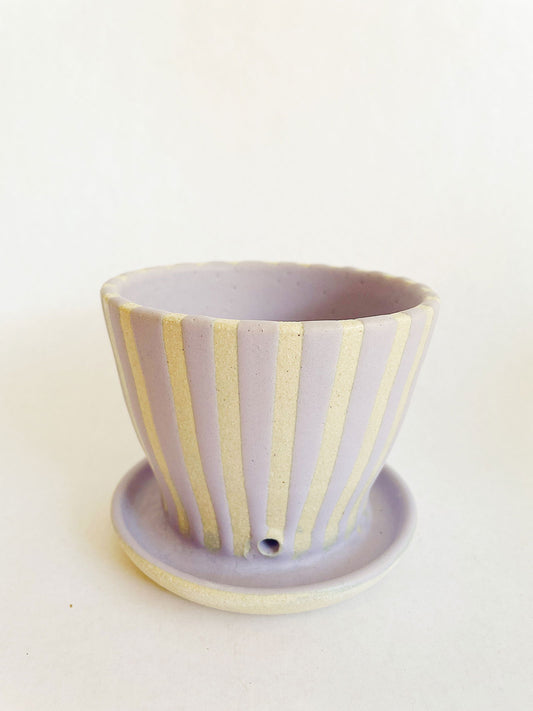 (Sale) 12-1 striped planter w/ saucer - Mipa's pots and plants