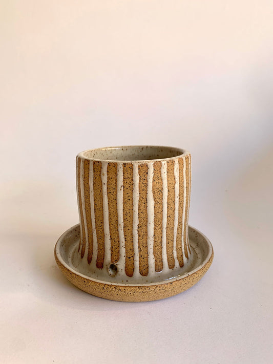 (Sale) 13-1 striped planter w/ saucer - Mipa's pots and plants