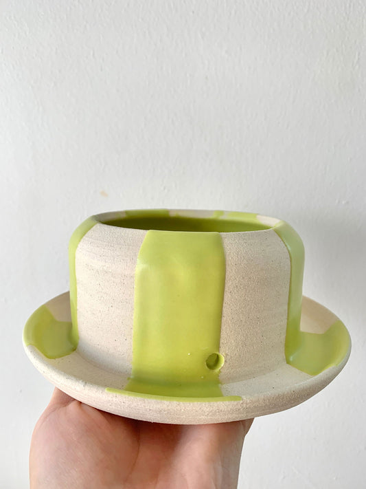 (Sale) 37 Striped planter w/ saucer - Mipa's pots and plants